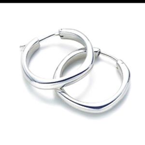 Tiffany & Co Sterling Square Cushion Hoop Earrings